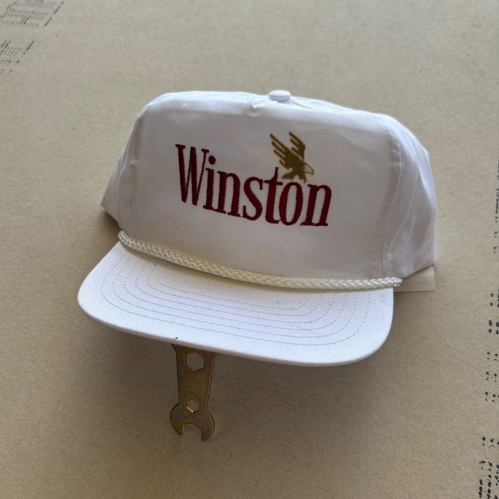 Vintage 90s Winston Snapback Hat White Eagle Logo Rope Trucker Hat
